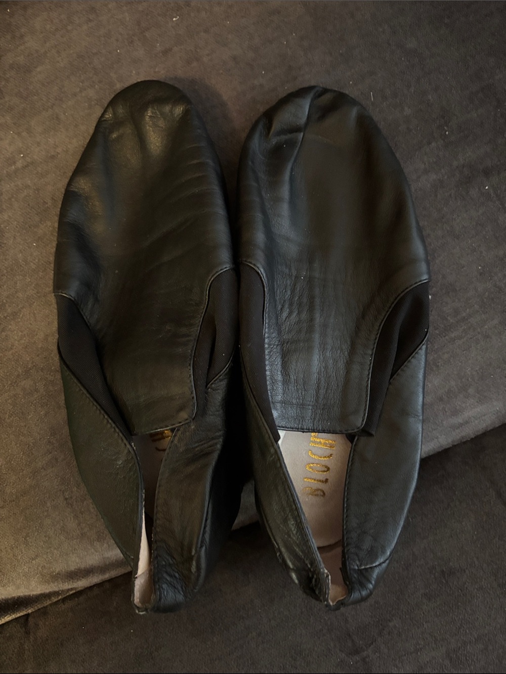 Bloch Black Leather Slip-On Dance Jazz Shoes
